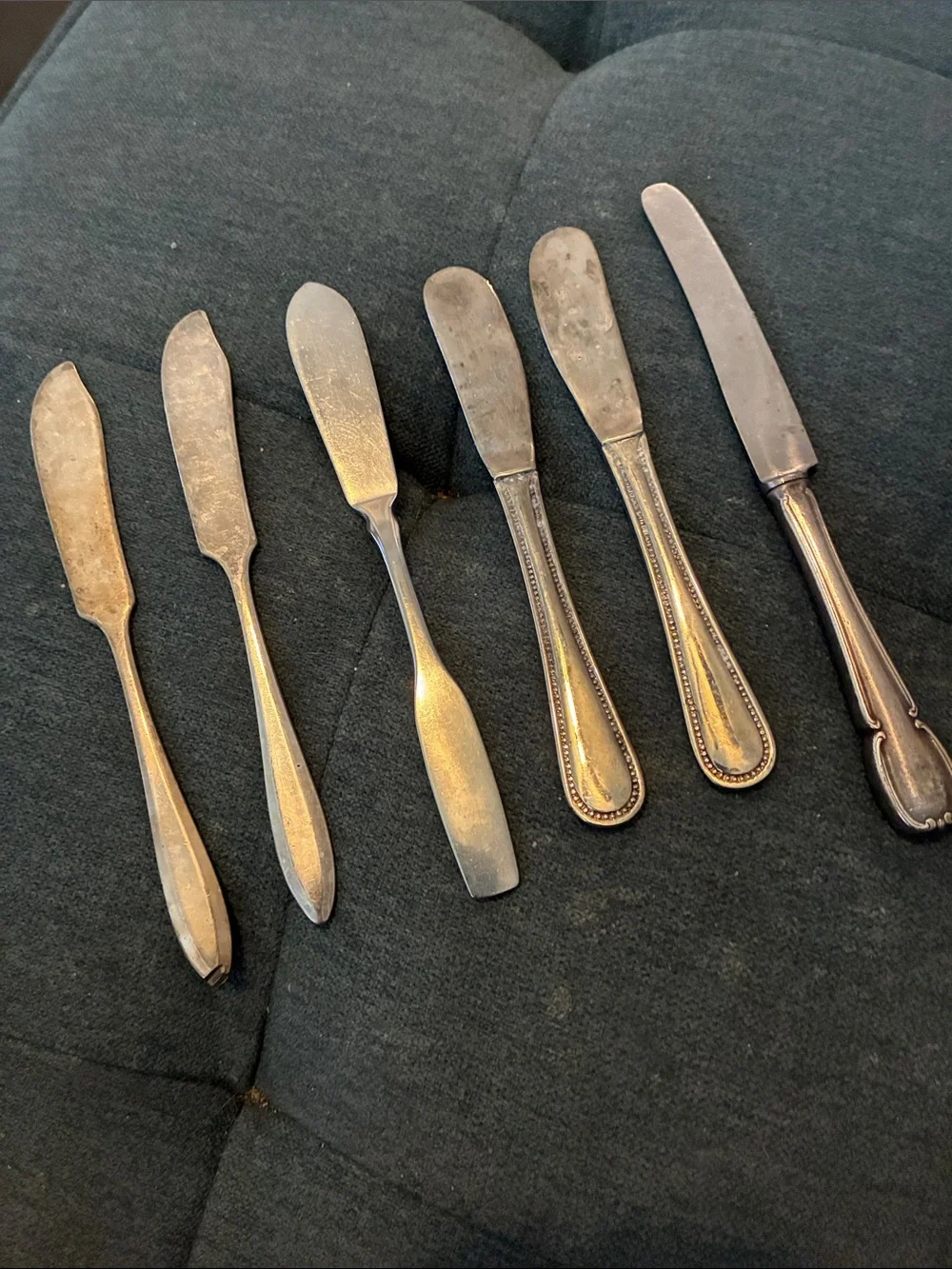 Six Mismatched Random Brands Vintage Silver Butter Knifes